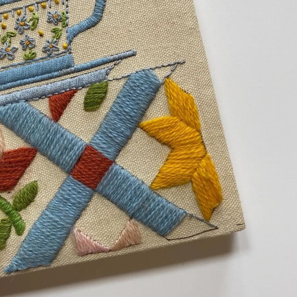 Crewel Embroidered Wall Art Spring Bouquet 0323 Creative Circle 1981 - Picture 6 of 8